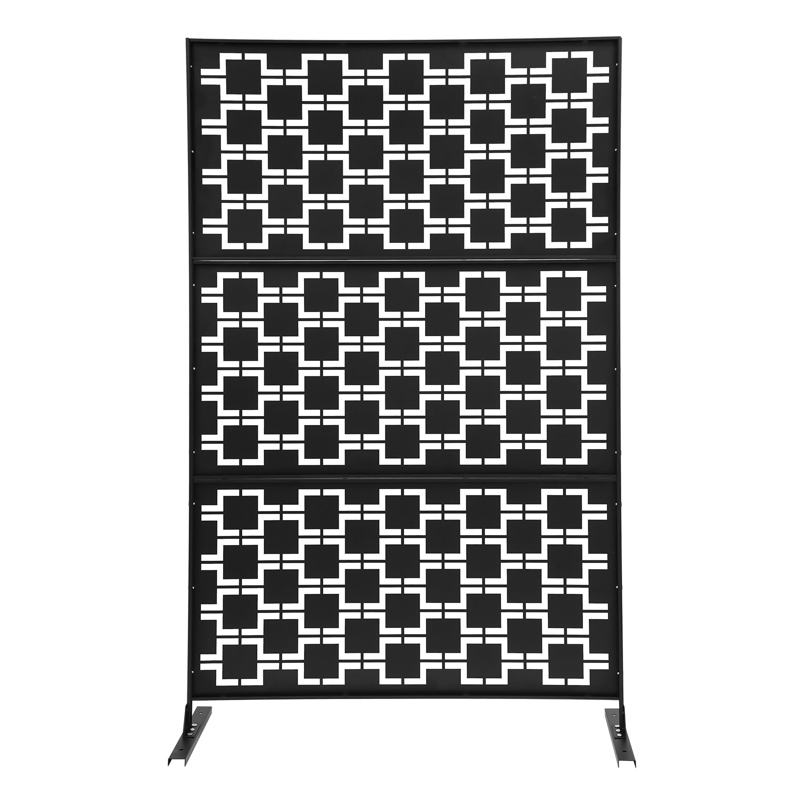 Placa de acero para protección visual, con soporte, 120 x 40 x 190 cm, acero negro, con diseño decorativo, para jardín, balcón, terraza, oficina