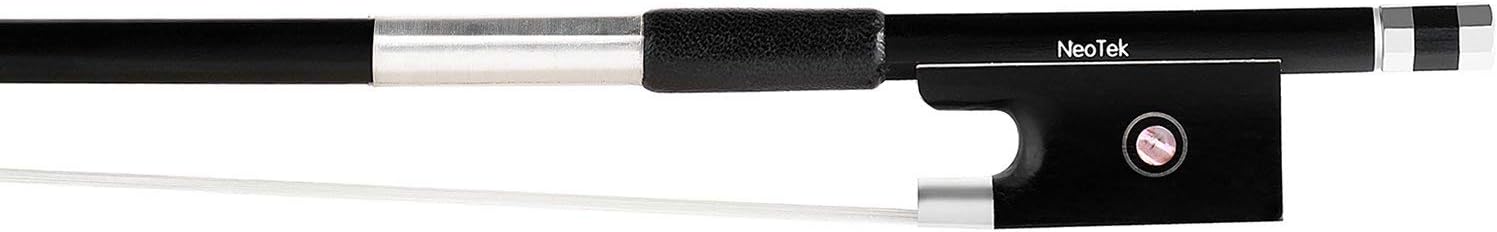NeoTek Carbon Composite Violin Bow - Matte Finish, Round Stick, Fully-lined Ebony Frog, Authentic Horsehair (1/4)