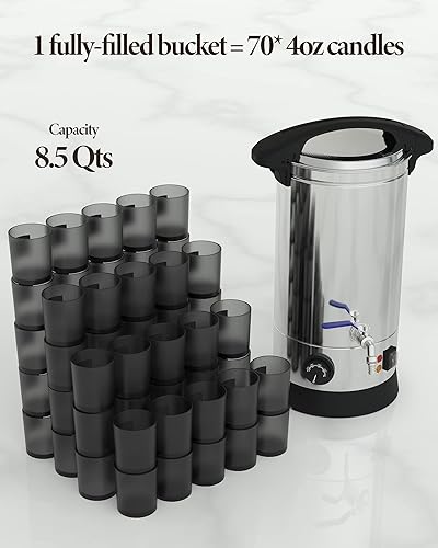 Miniatura 4 de EastVita Derretidor de cera para hacer velas, derretidor eléctrico de cera de 8.5 cuartos de galón con control de temperatura y boquilla de vertido,