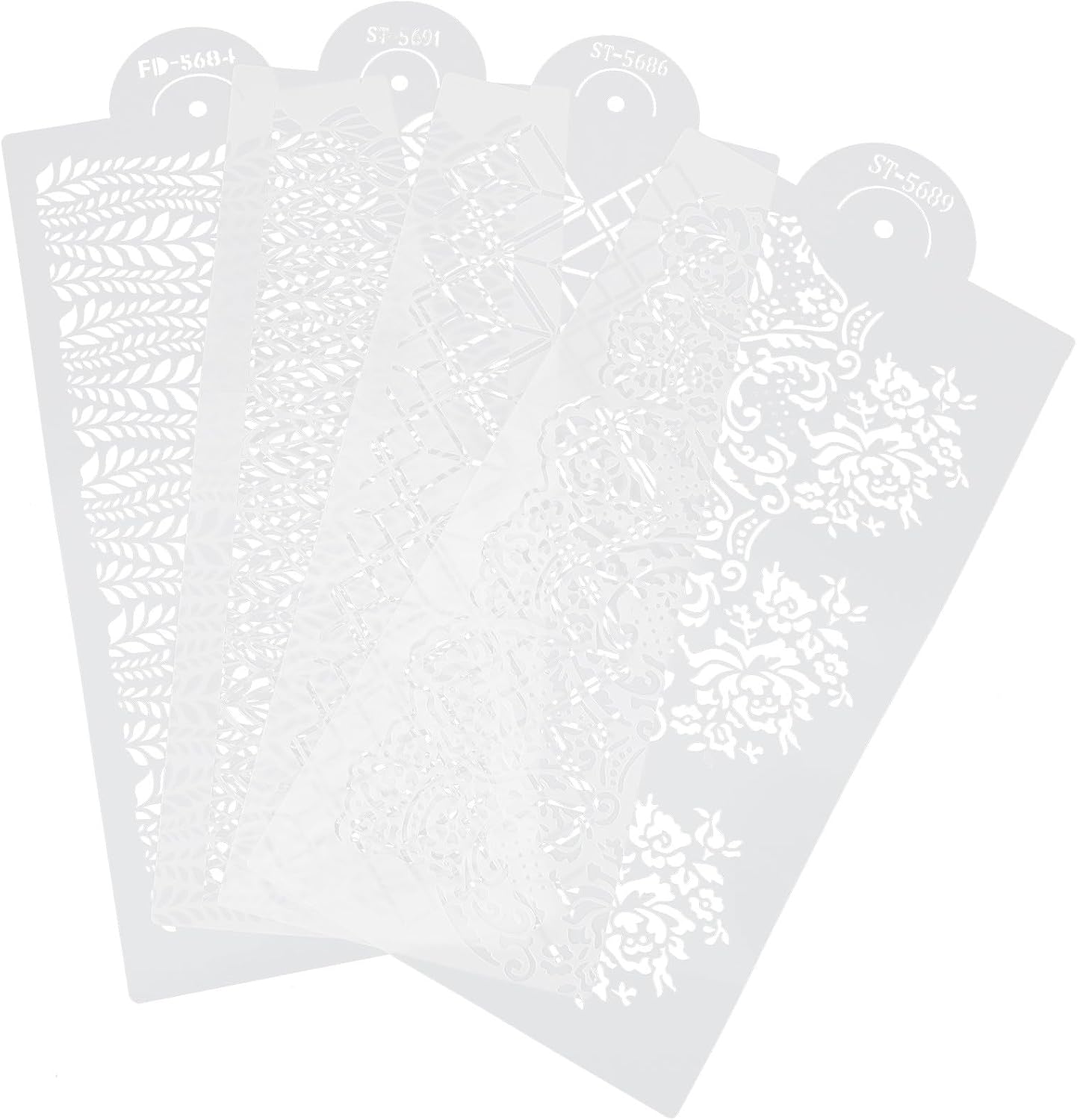 OSALADI 4pcs Cake Decorating Stencils Baking Printing Hollow Templates Reusable DIY Fondant Craft Stencils for Mousse Cake and Dessert Decorating
