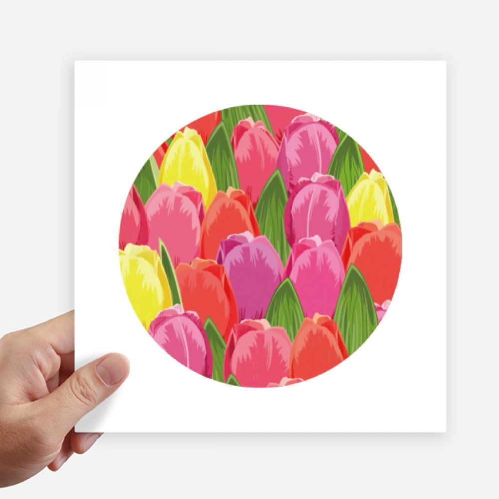 Autocollant aquarelle tulipe 20 cm lot de 4 stickers carrés multicolores