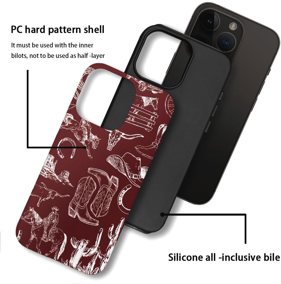 Compatible with iPhone 16 Pro Max,Anti-Scratch Frosted Case Cover,Collage Country Cowboy - Image 3