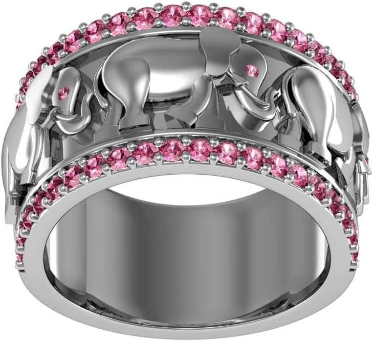 DELTA SIGMA THETA STERLING SILVER ELEPHANT RING WITH RED CRYSTAL DST-R005