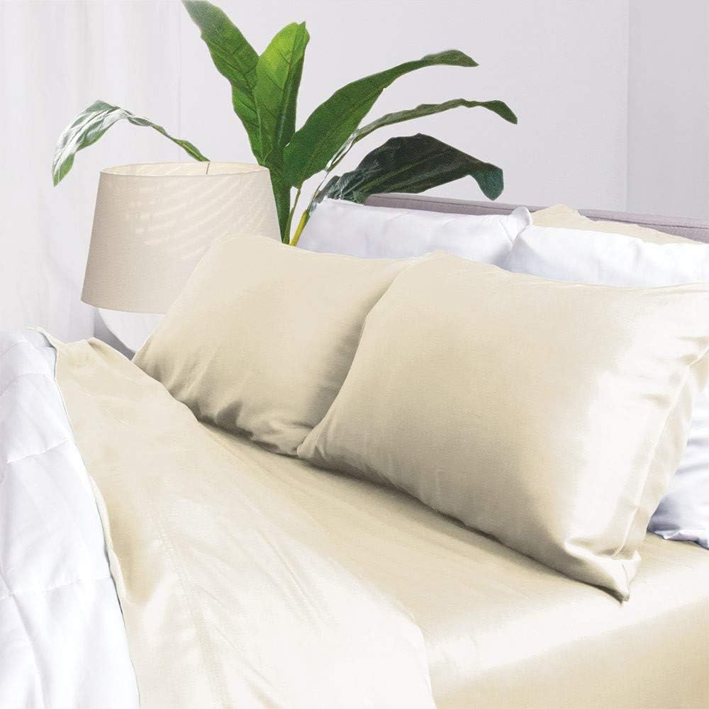 Aloha Soft Bamboo Sheets 4 Piece Bed Sheet Set - Includes Bed Sheets and Pillowcases - Lifetime Quality Guarantee (Full, Ivory)