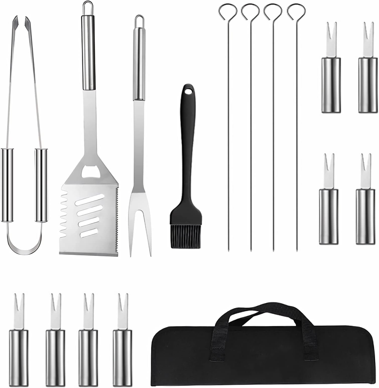 JIETUStainless Steel Grill Set Tools with Portable Bag, (Pack of 16 Set) Heavy Duty Premium BBQ Accessories Barbecue Grilling Tools Set for Men Outdoor Grill