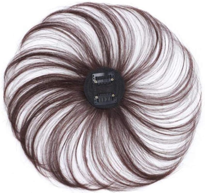 100% Real Human Hair Clip in Crown Topper Small Base area 5cmx5cm Invisable Hairpiece Toupee for Women with Thin and Grey Hair (All Machine Base Net Hair Length 15cm, Dark Brown)