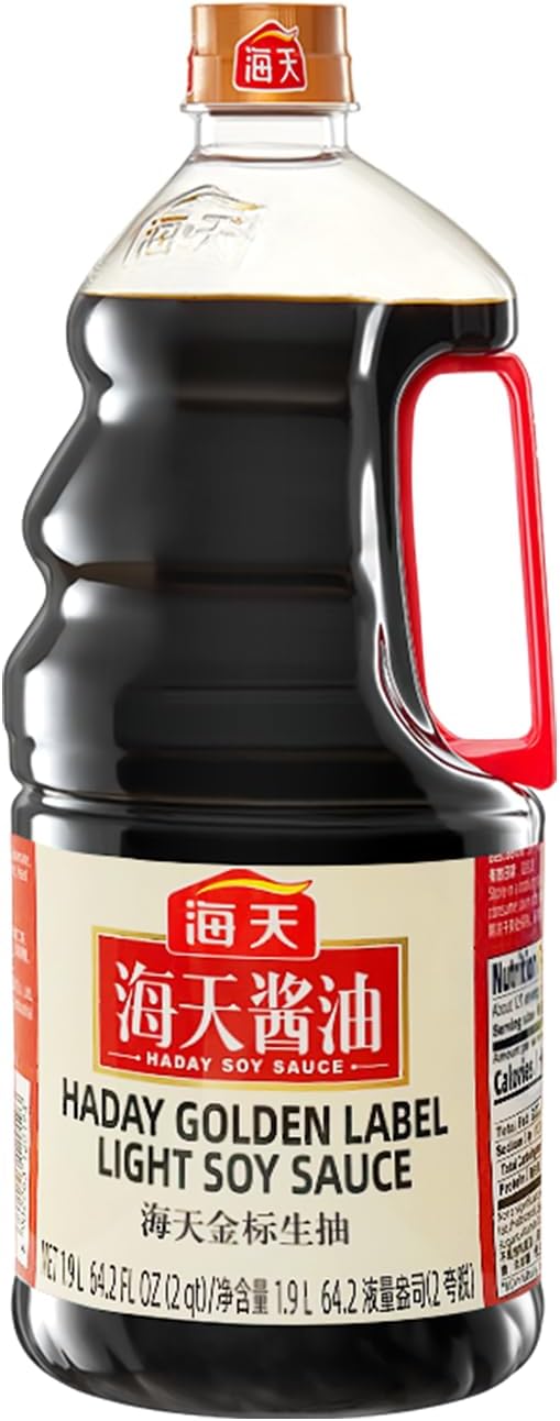 Haday Light Soy Sauce 64oz(4.1lb), Asian-Brewed Soy Sauce for Stir-fry, Dip, Acetarious, Soup, Non-GMO, Non-defatted Soybeans, Strong Soy Aroma, All Purpose Seasoning