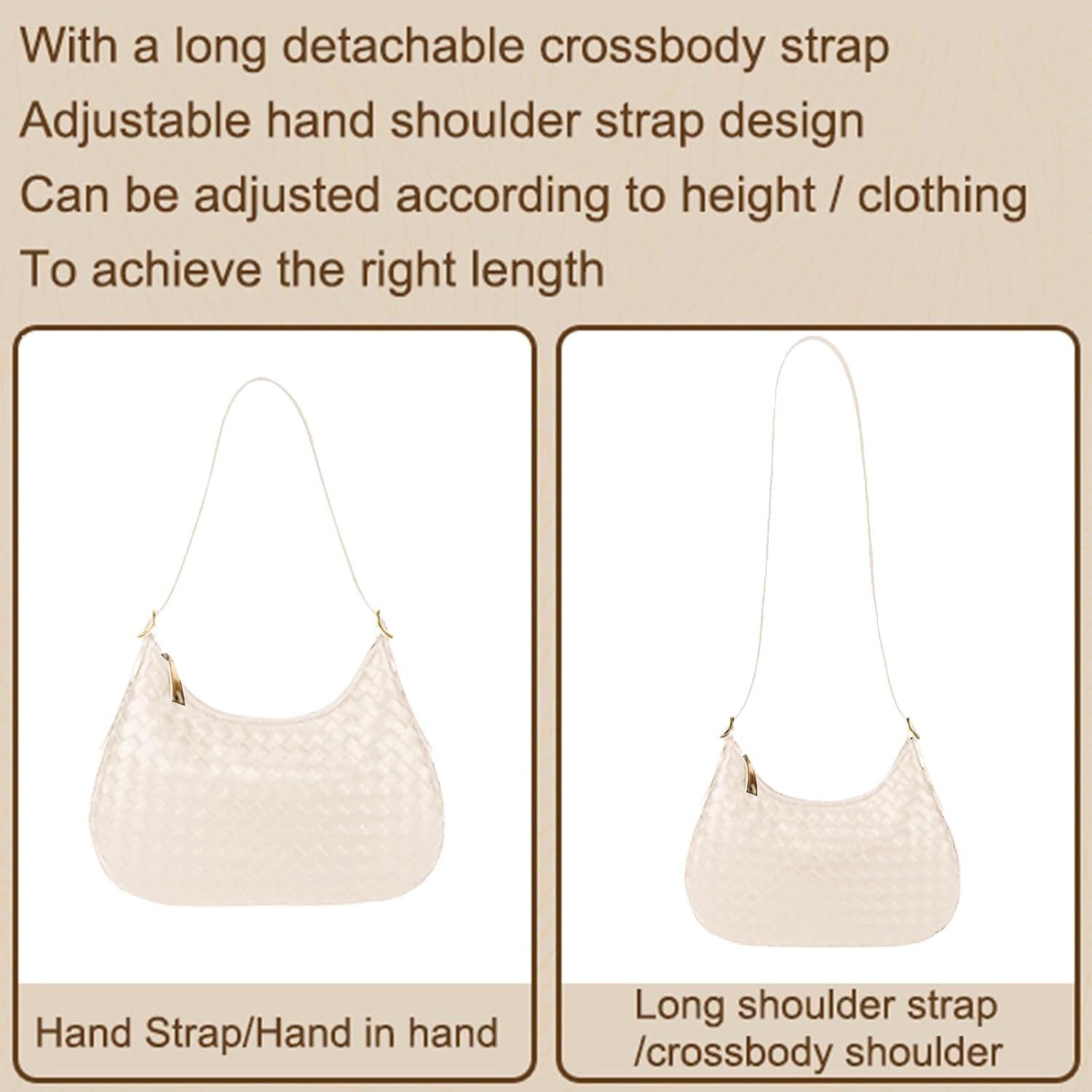 Shoulder Handbags for Women Crossbody Woven Leather Tote Shoulder Bag Purse Hobo Lightweight With Zipper Adjustable Strap | Woven, Leather, Lightweight, With Zipper, Adjustable Strap
