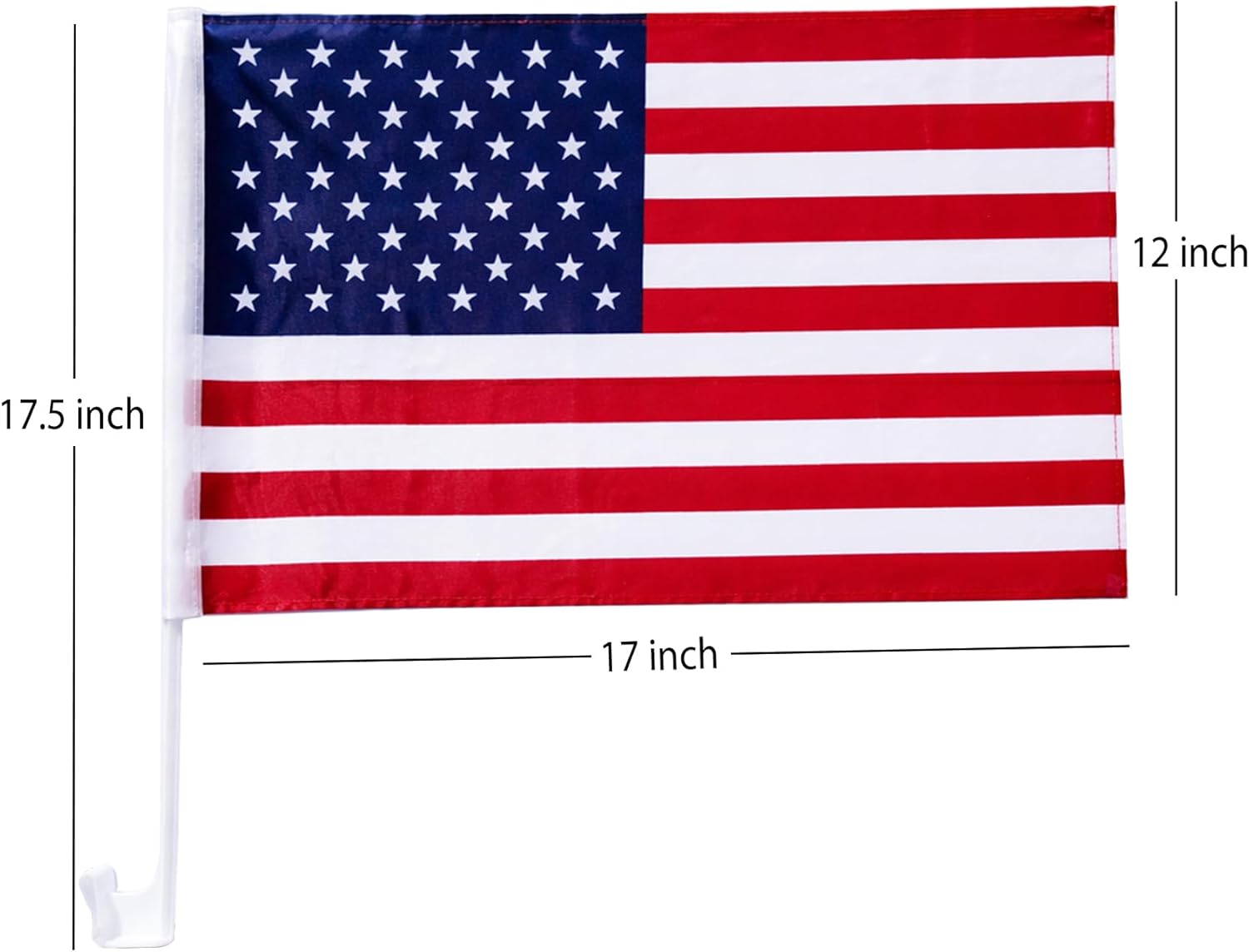 US American Car Flag Window Clip 17" x 12", Pack of 12/10 / 100