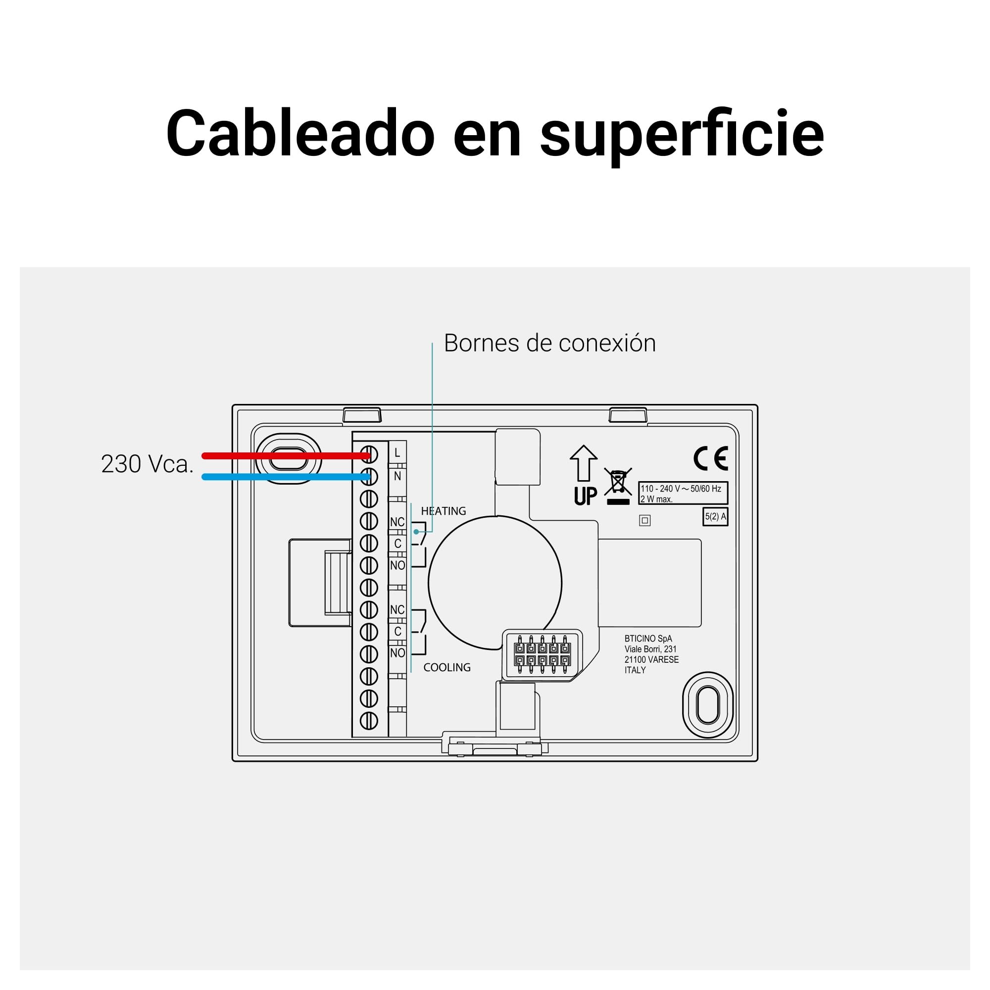 BTICINO Smarther with Netatmo, Termostato Conectado, WiFi, Control con la App Home + Control, Compatible con Alexa, Google Assistant & Apple HomeKit, Instalación en Superficie, Blanco (XW8002WE)
