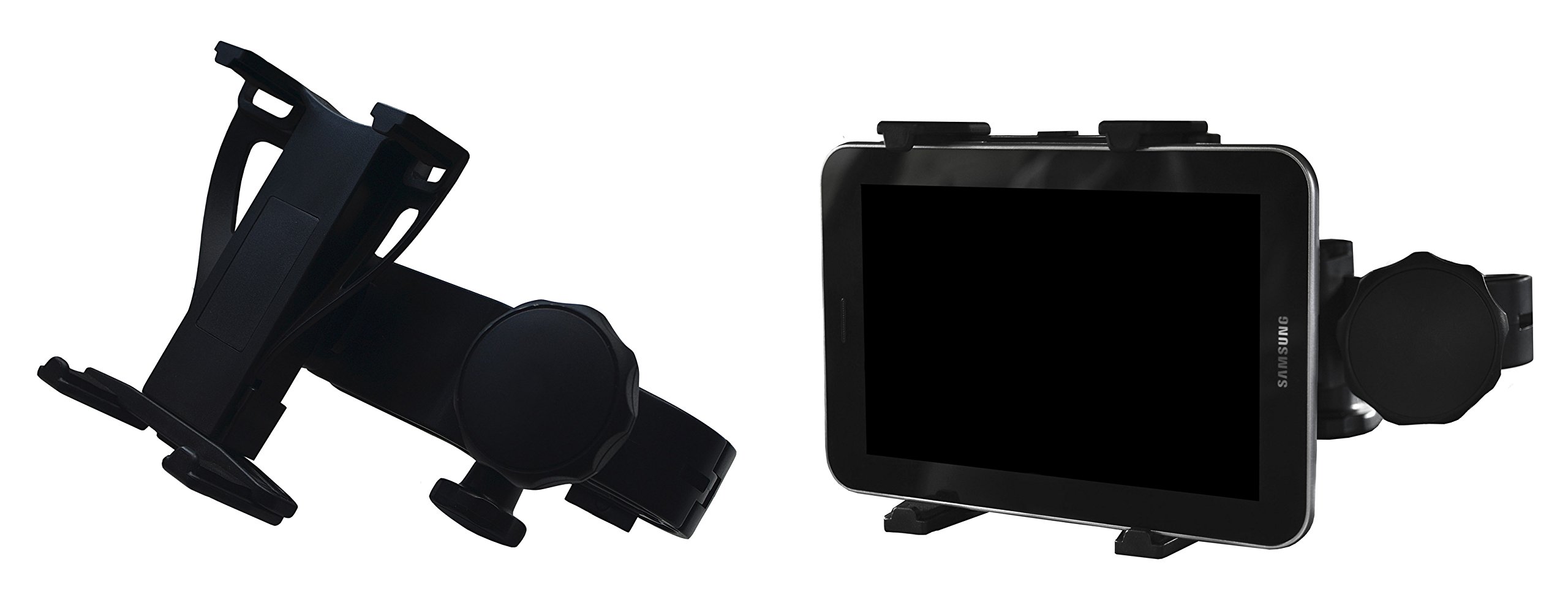 Lilware Car Headrest Tablet Kit Mount for Tablet / Apple iPad / e-Book and Other Devices Within 4,3" - 11,6". Adjustable Tube Clamp With Max Opening 220 mm and 360 Degree Rotating System. Black