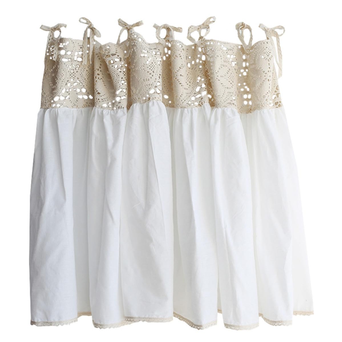 Garneck Rideau Décoration Intérieure en Coton Blanc Style Romantique pour Fenêtre Court Légère et Élégante Cuisine ou Café