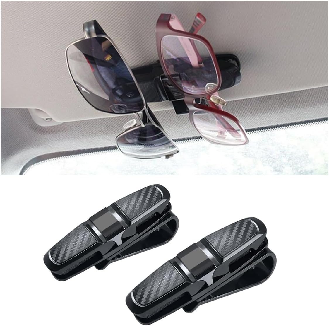 GLSOWEE 2PCS Glasses Holders for Car Sun Visor, Glasses