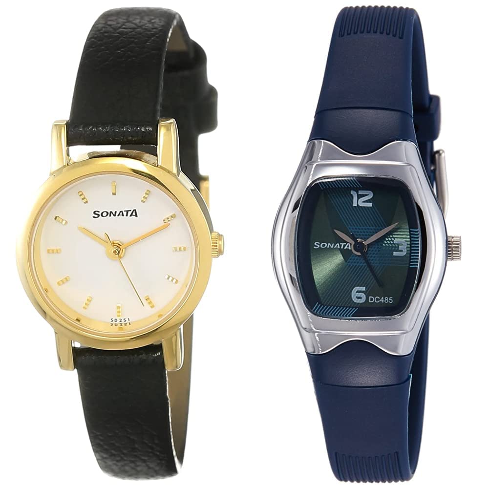 Sonata Women Leather Analog White Dial & Analogue Green Dial (Nj8976Yl02W + Nj8989Pp02C) | Rakshabandhan Gifts, Band Color-Black (B07N373435) Amazon Price History, Amazon Price Tracker