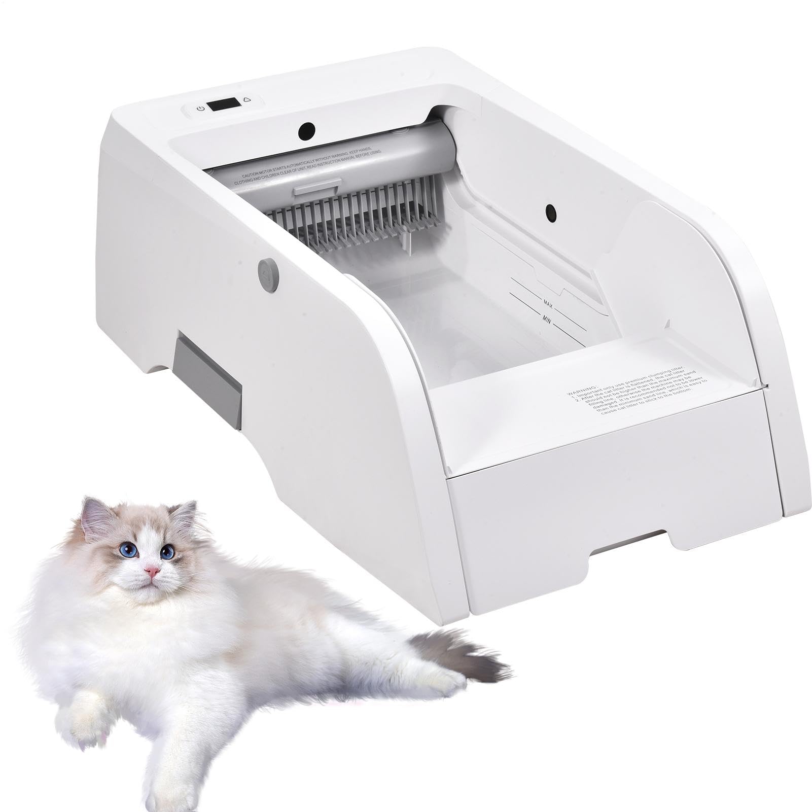 Toilette Automatica per Gatti con Lettiera Aperta - Vassoio Igienico di Grande Capacità per il Controllo degli Odori