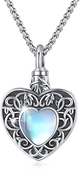 XIXLES Urn Necklaces for Women Men Memorial Cremation Jewellery for Ashes 925 Sterling Silver Urn Necklace for Ashes Keepsake Pendant Necklace