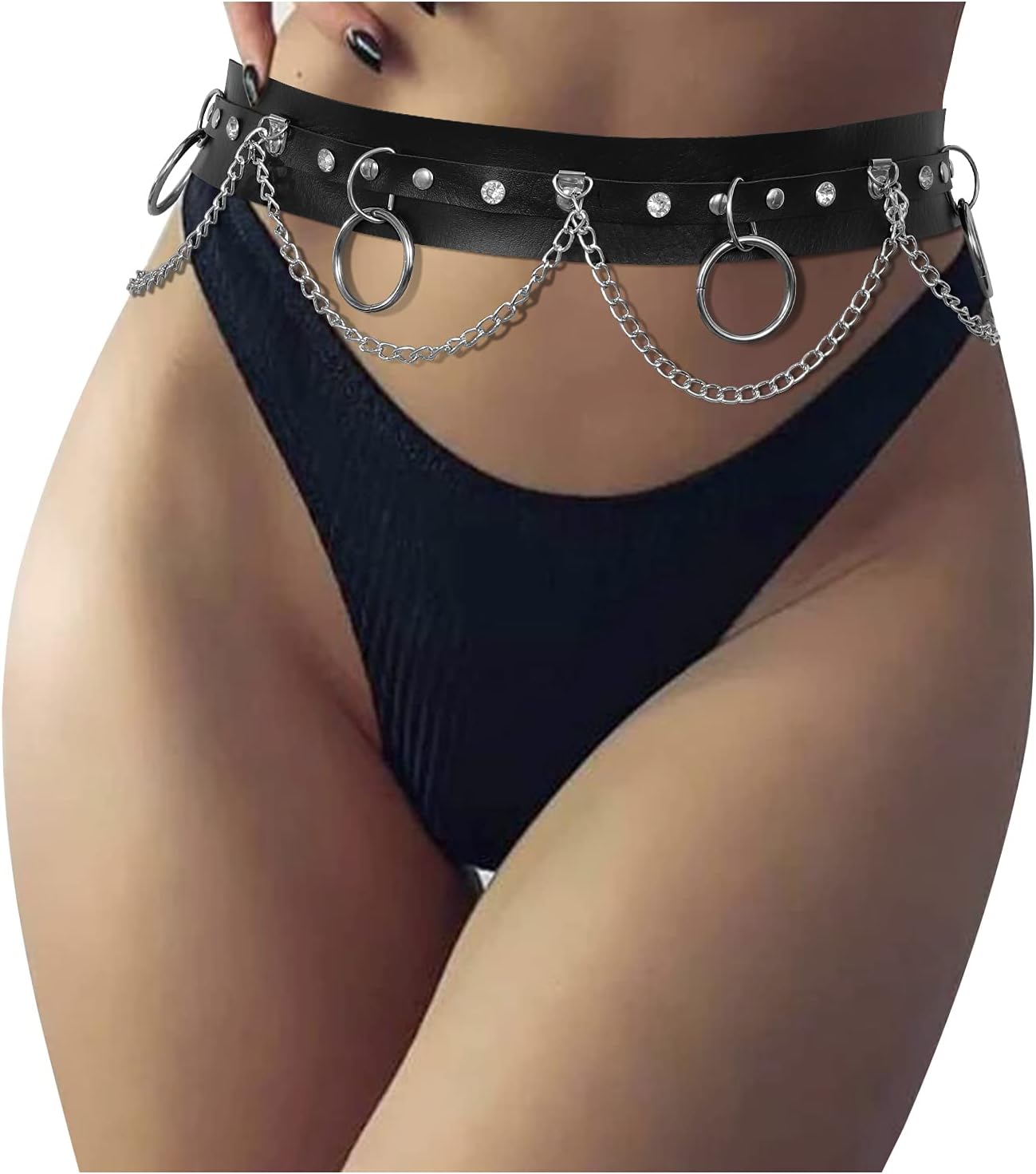 Punk Waist Chain Belt Leather Body Belly Chain Rave Festival Sexy Gothic Jewelry Accessories for Women Girls