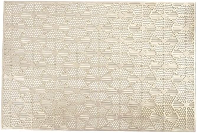 Polygonal Placemats Hollow Anti-Slip Mats Table Mats Coasters Insulation Mats Decorative Western Placemats(Gold-1)