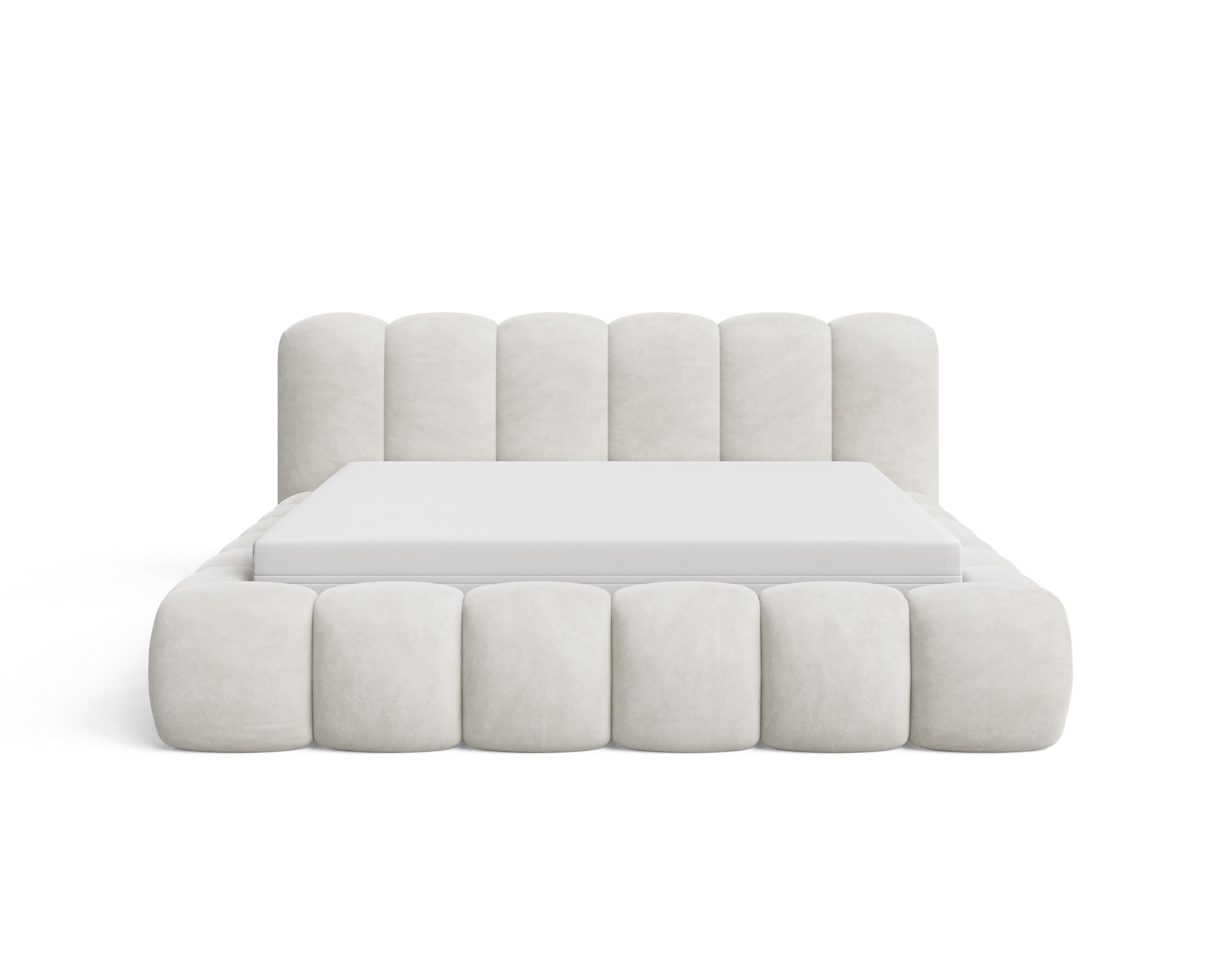 Chilly. Möbel Design Lit Stone 180 x 200 - Lit Coffre Rembourré - 2 Personnes - Revêtement Élégant Tissu Velours Velluto Beige