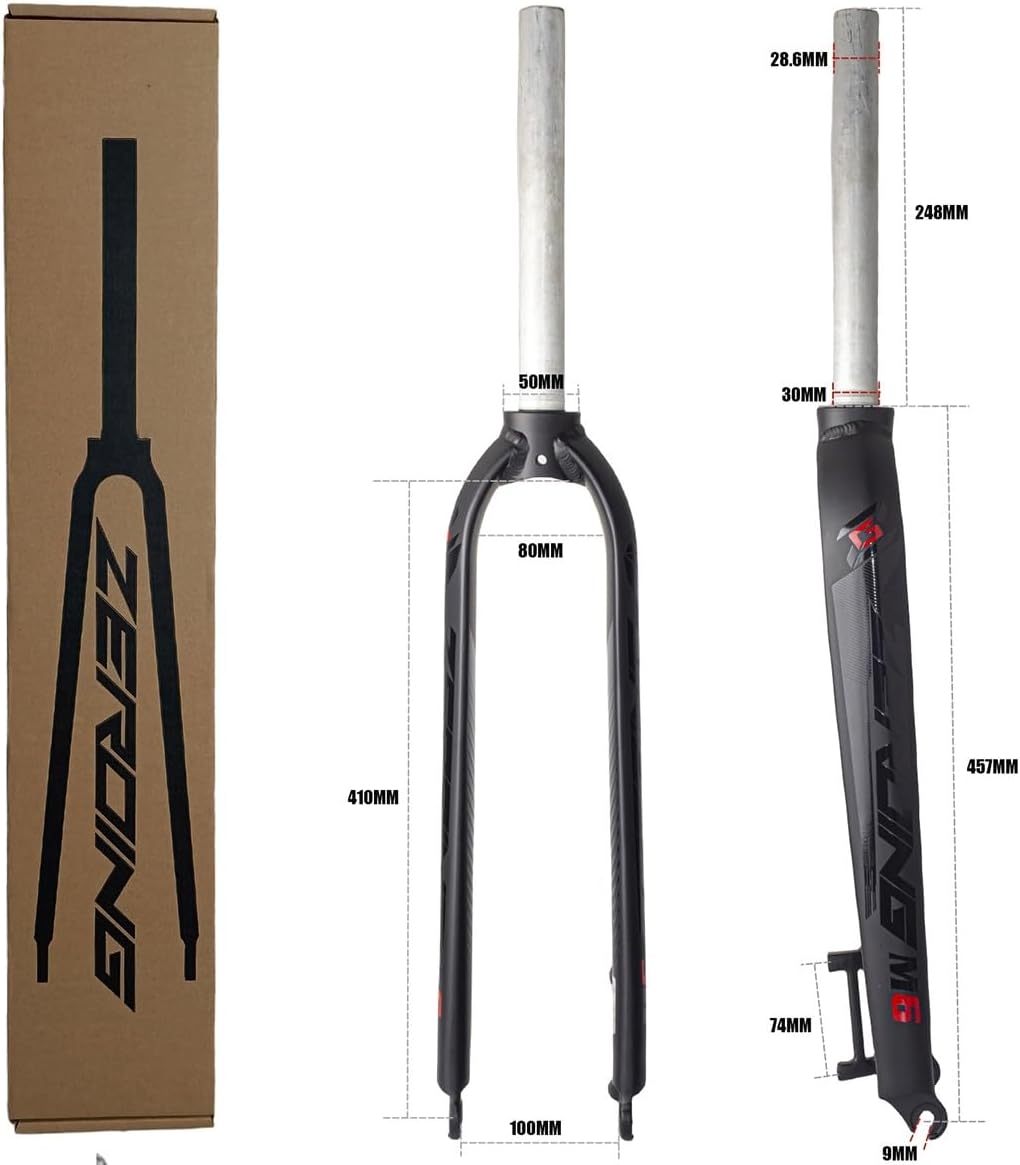 26" 27.5" 29" Universal Mountain Bikes Rigid Fork Disc Brake Bikes Fork Aluminum Alloy Bike Front Fork Quick Release 9 * 100mm 1-1/8'' Straight Tube(Black Label,26in)