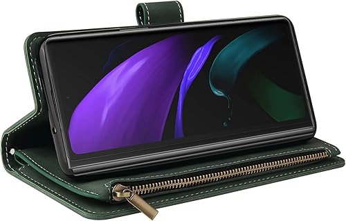 Miniatura 6 de LBYZCASE Funda de teléfono para Galaxy Z Fold 3 5G (2021), Galaxy Z Fold 3, funda de cuero con tapa de lujo, bolsillo con cremallera, correa de