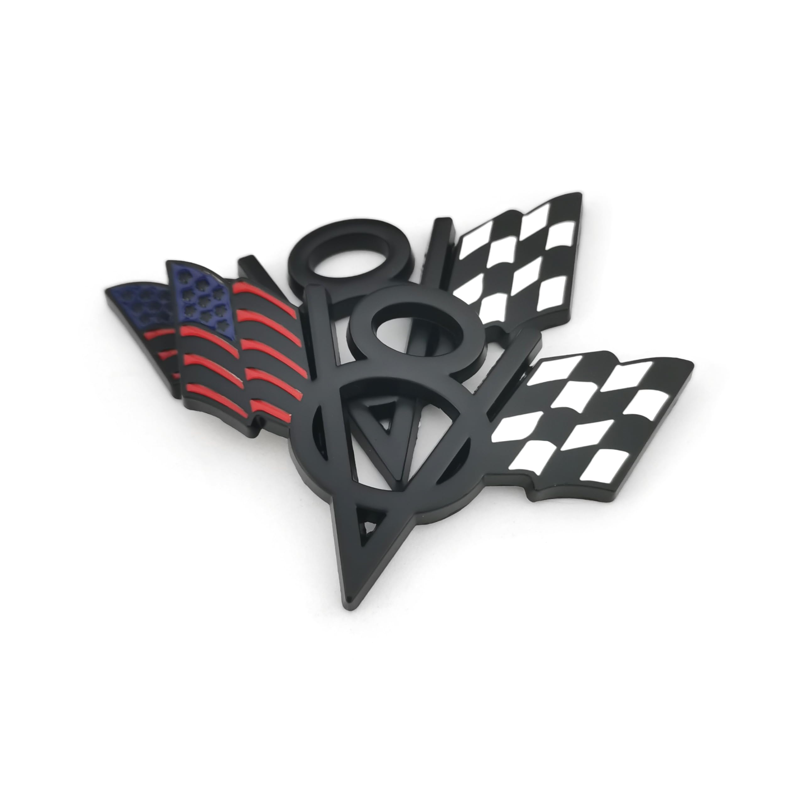 PTDecals 2pcs Nero Metallo US America Bandiera V8 Racing F1 Emblema Badge Adesivo per Auto Auto Van Paraurti Baule Boot Baule