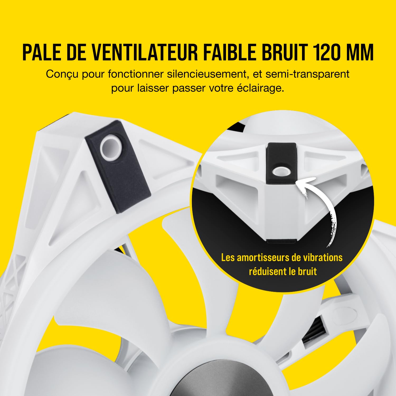 Corsair iCUE QL120 RGB, Ventilateur LED RGB PWM 120 mm (102 LED RGB Paramétrables Individuellement, Allant jusqu’à 1 500 TR/Min, Faible Bruit) Lot de Trois Ventilateurs avec Lighting Node CORE - Blanc