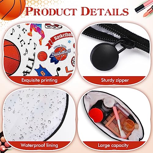 YESMET Basketball Gifts Basketball Makeup Bag for Girls Boys, Large Capacity Basketball Cosmetic Bag with Zipper for Women, Birthday Gifts for Basketball Fans Players Team (Basketball) - Thumbnail 4