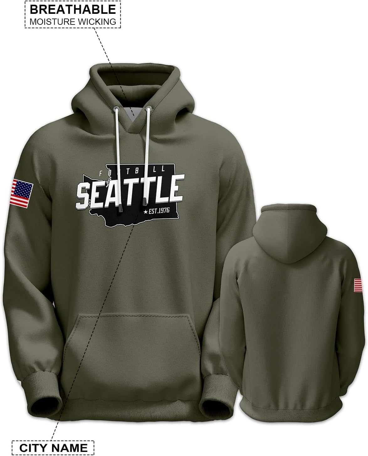 Men's 2026 Football Camo Salute Sweatshirt Apparel City Hoodies Football Fans Gifts Team Spirit Hooded Pullover