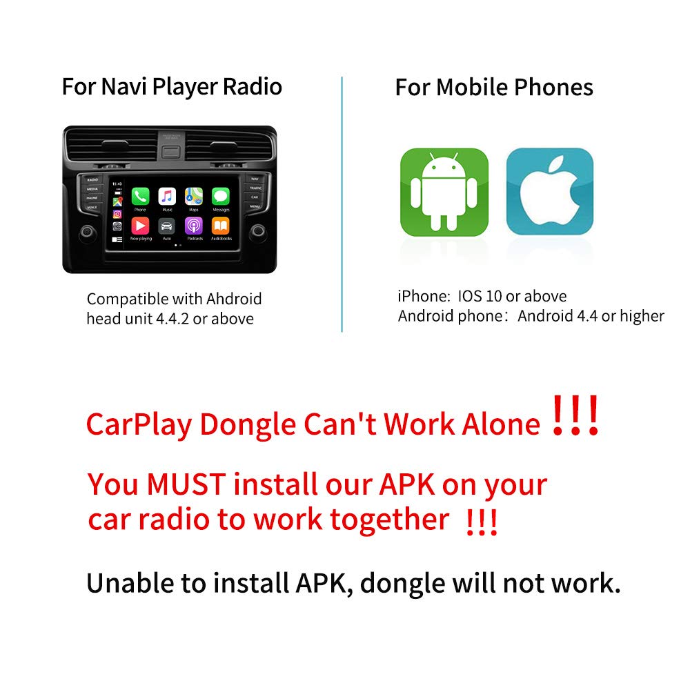 Carlinkit Wireless Carplay Dongle USB Adapter with Mic for Android Head Unit (Android Navigation