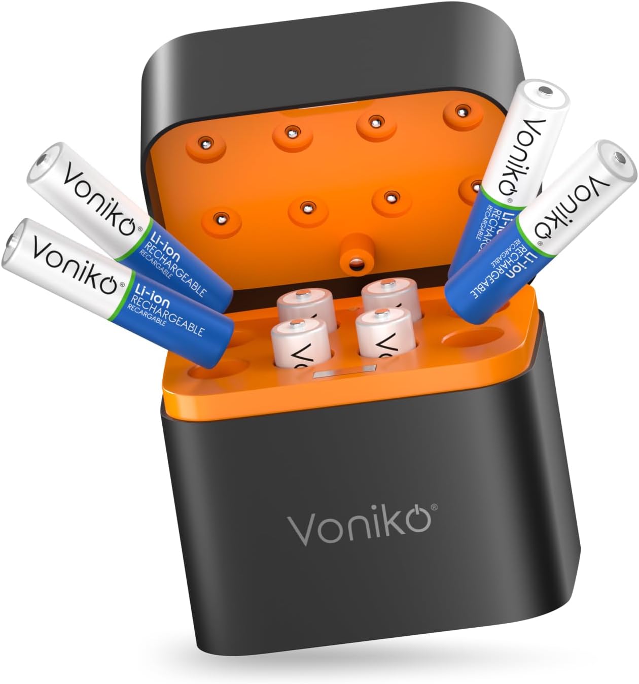 Voniko Rechargeable Lithium AAA Batteries with Fast Charger, 8 Pack 1.5V 1200mWh Triple A Batteries, Constant Output AAA Li-ion Battery with 1600+ Cycle Times