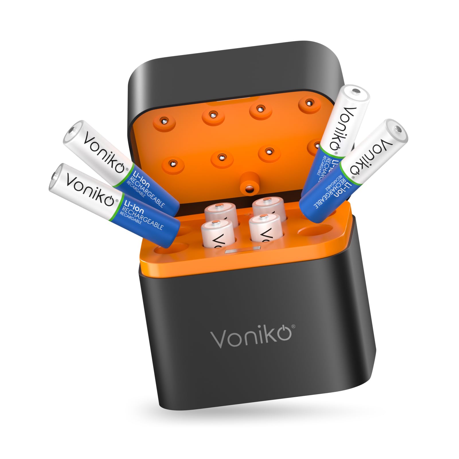 Voniko Rechargeable Lithium AAA Batteries with Fast Charger, 8 Pack 1.5V 1200mWh Triple A Batteries, Constant Output AAA Li-ion Battery with 1600+ Cycle Times