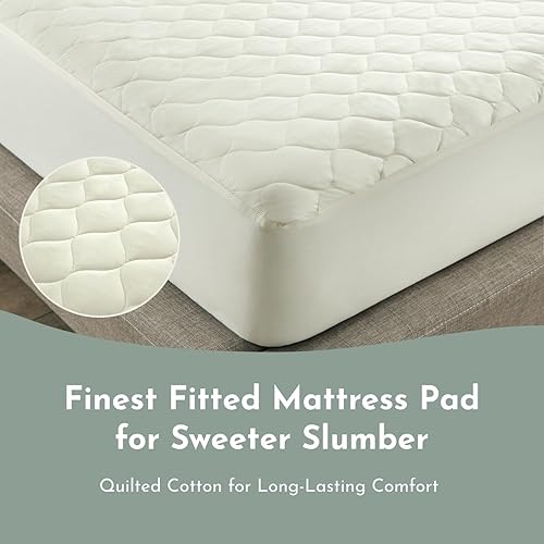 Miniatura 4 de Protector de colchón orgánico 100% algodón Protector de colchón transpirable y refrescante tamaño King Premium 300GSM acolchado y sin ruido,