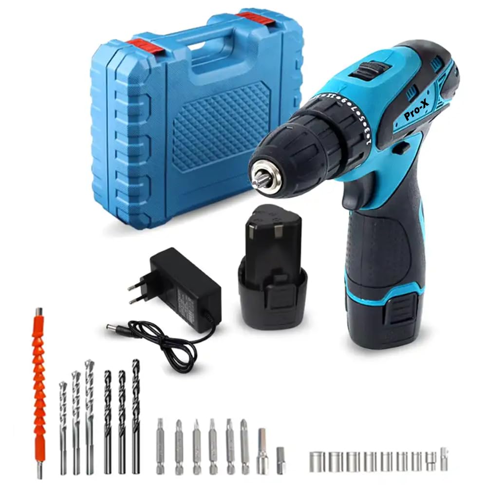 Pro-X Cordless Drill Machine 12v Dual Batteries 1300MAh | 350-1300RPM | with Free 24pcs Screw & Nut Driver bits, Flexible driver Super Combo Pack (B0BH55KLWD) Amazon Price History, Amazon Price Tracker