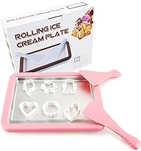 Ice Cream Roller Plate, Instant Ice Cream Maker Pan with Spatulas, Rolling Ice Cream Maker Plate, Ice Cream Rolling Tray for DIY Yogurt Gelato Sorbet & Frozen Slushie, Rolled Ice Cream Maker (Pink)