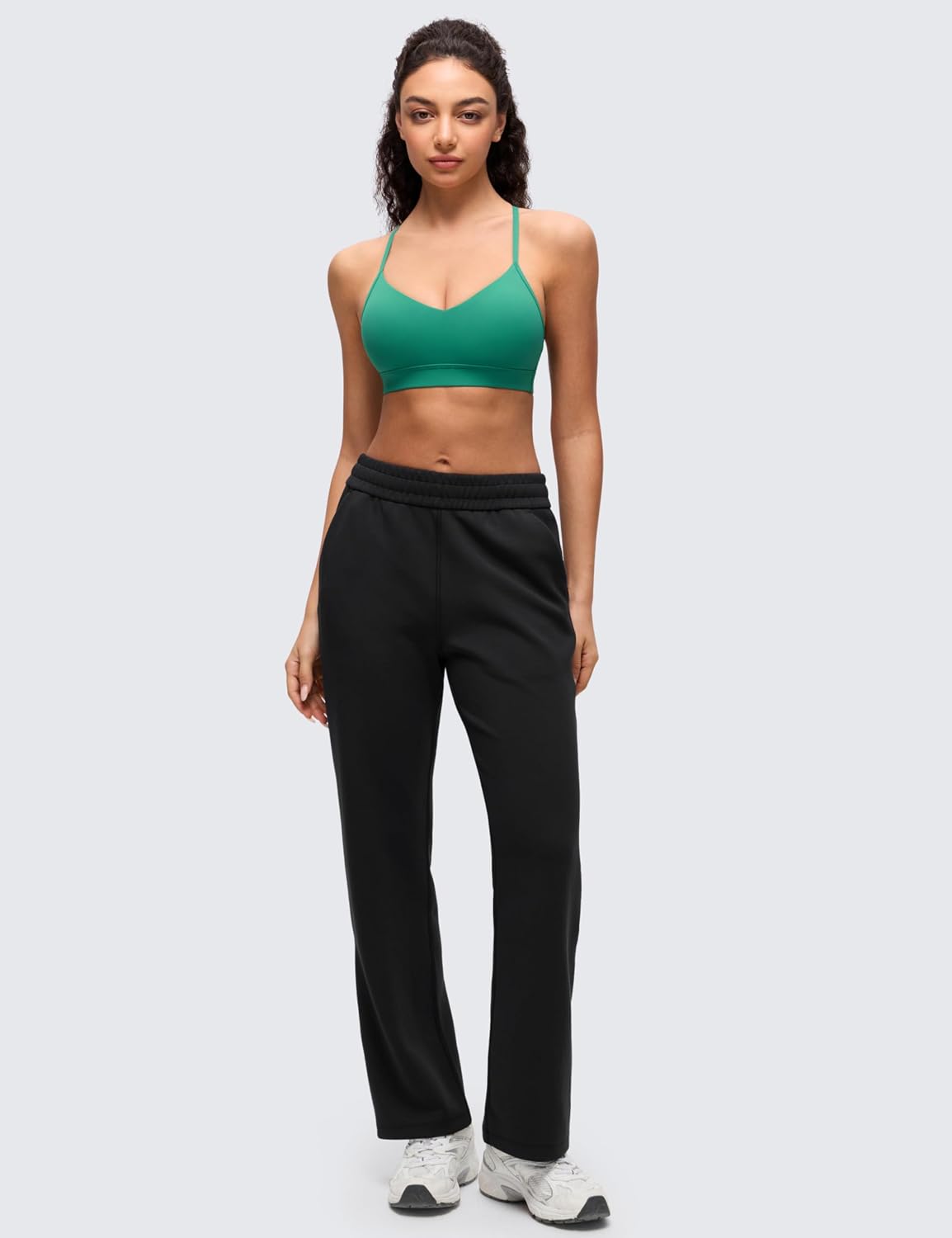 CRZ YOGA Butterluxe V-Neck Sports Bras for Women - Adjustable Thin Straps Padded Yoga Top Basic Wireless Camisole