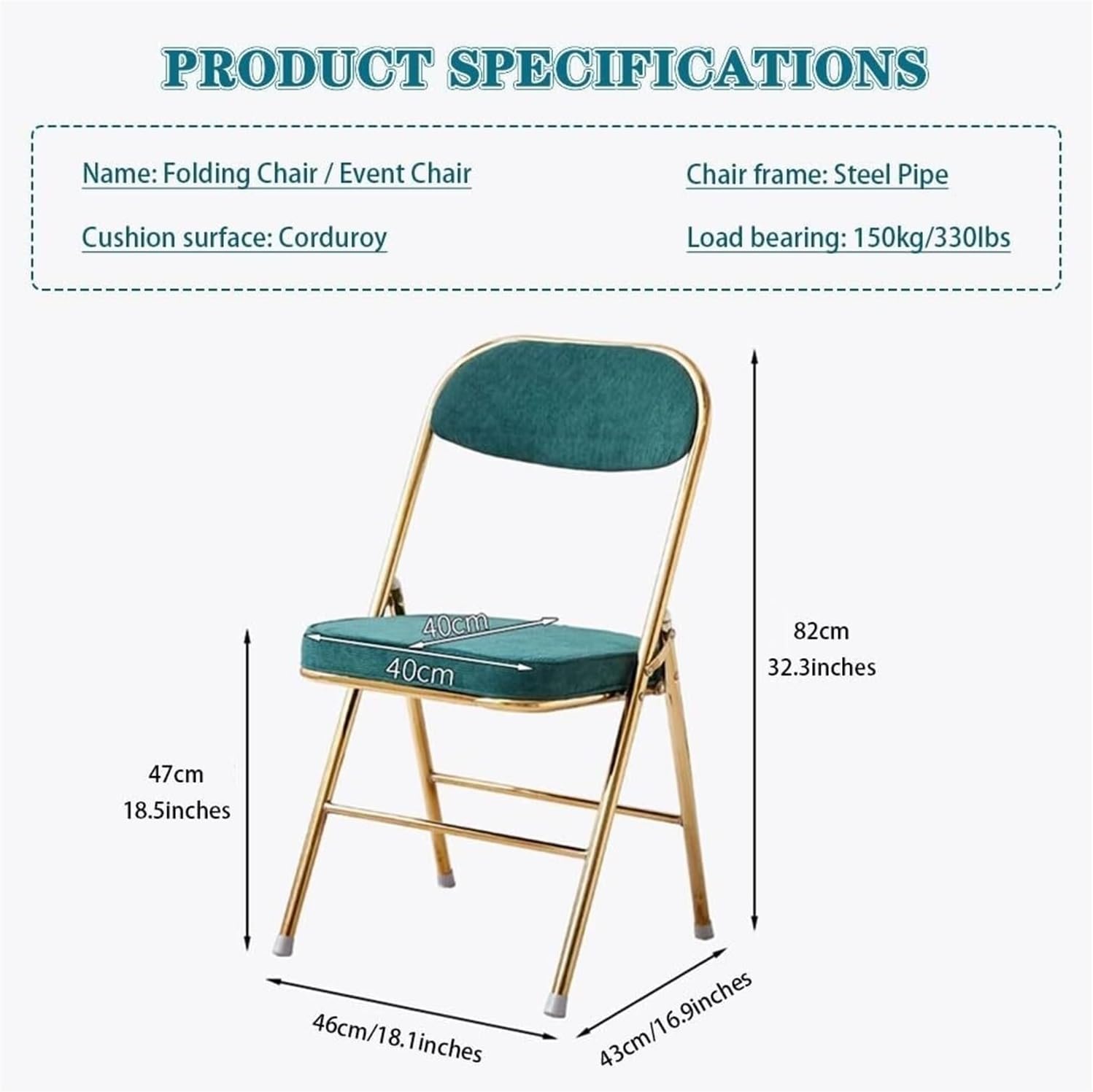 Folding Chairs Dining Chair Set with Padded Cushion and Back Indoor Outdoo Seat for Home Office Events Wedding Party