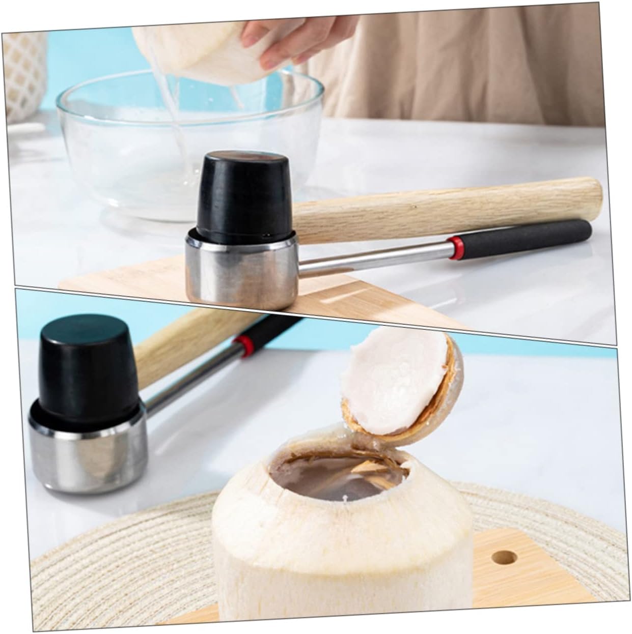 Coconut Opener Set 4pcs Stainless Steel Tools for Home Use Manual Coconut Opening Grater and Scraper for Kitchen Gadgets and Supplies