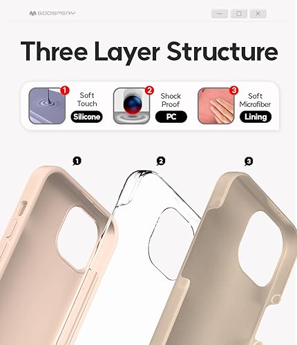 Miniatura 4 de GOOSPERY Funda de silicona líquida compatible con iPhone 15, suave al tacto, protección de cuerpo completo, a prueba de golpes, con forro de
