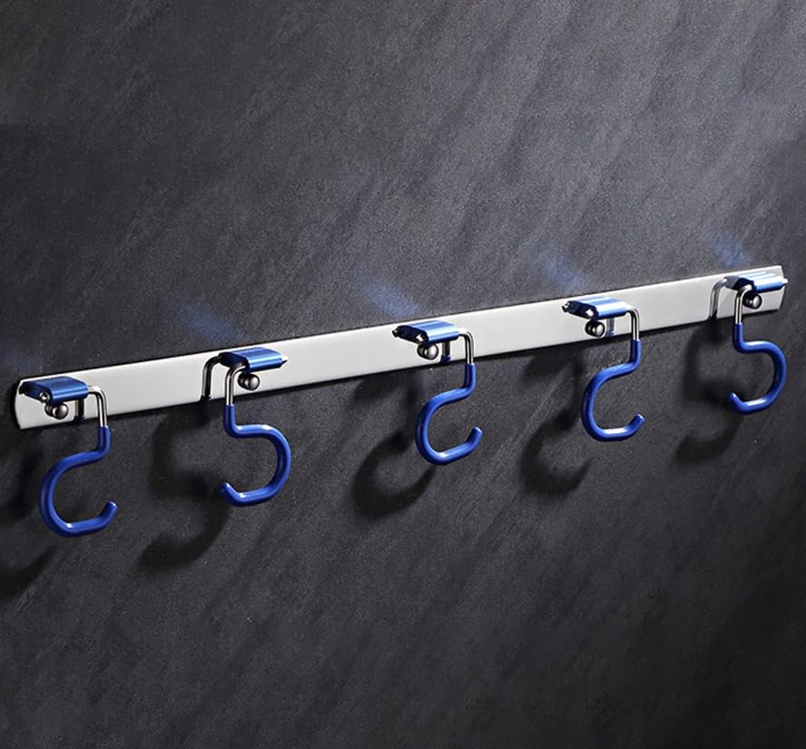 Soporte para Escoba fregona, Soporte de Pared for fregona y Escoba, Acero Inoxidable 304, Varios tamaños de Ganchos, Paquete de 7(5 Hooks)