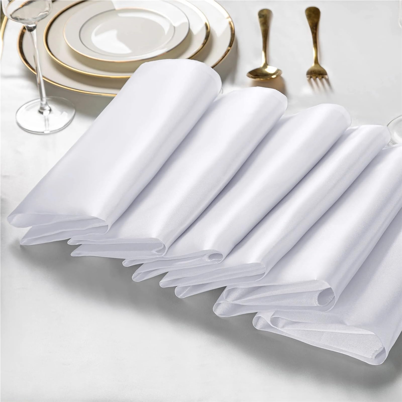 Table Napkins 60PCS 30X30CM Satin Napkins Soft Dinner Square For Party Christmas Wedding Decoration Retro Napkin(White)