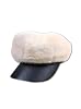 Colorful Trio Cap - Faux fur exterior with Baker Boy crown and leather visor for chic, durable winter style in brown, black, and burgundy