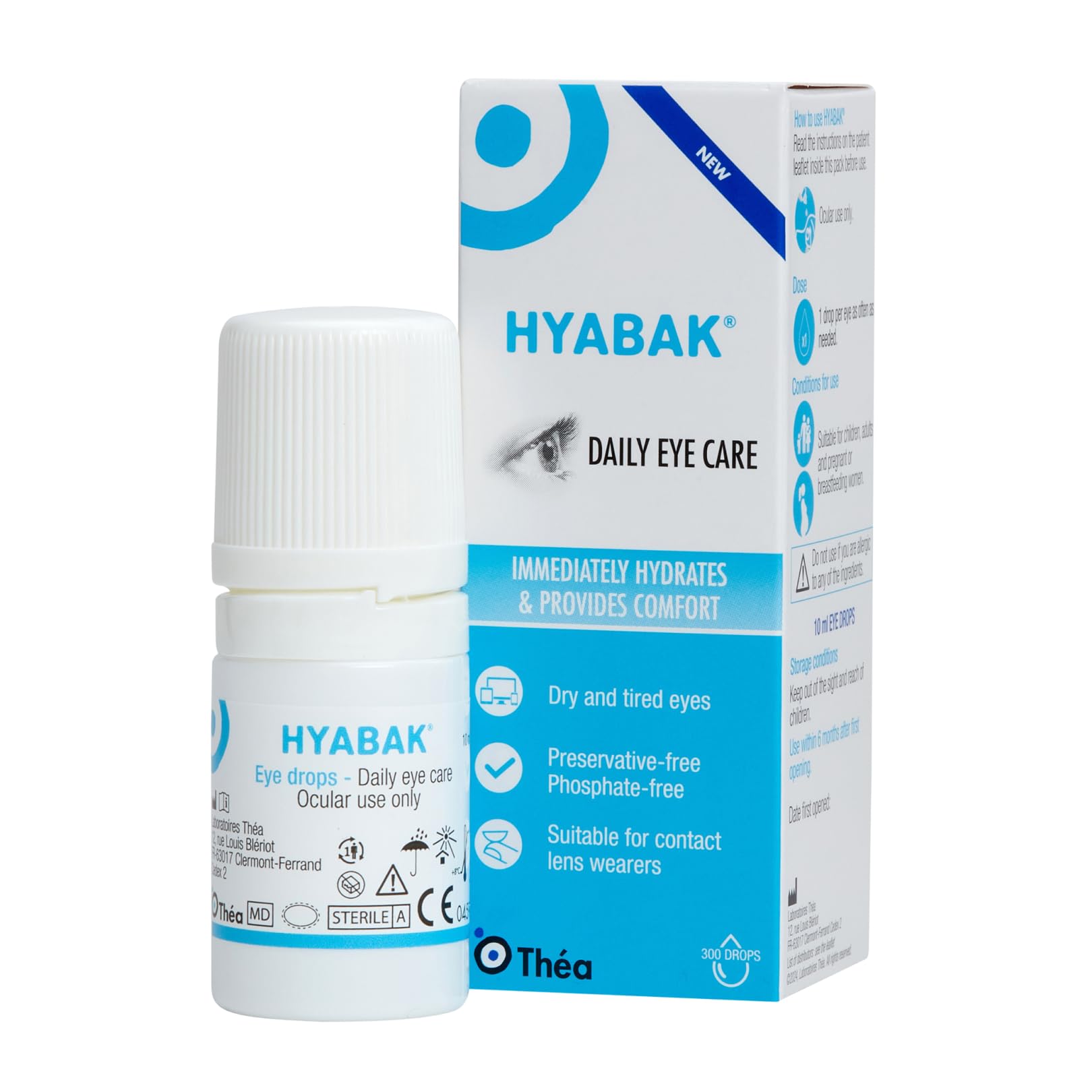 Hyabak Eye Drops - to Provide Comfort and Relief for Dry Eye | for Dry Eyes, Caused by Environmental Factors I Suitable for Contact Lens Wearers and Screen Users | Preservative-Free |10 ml
