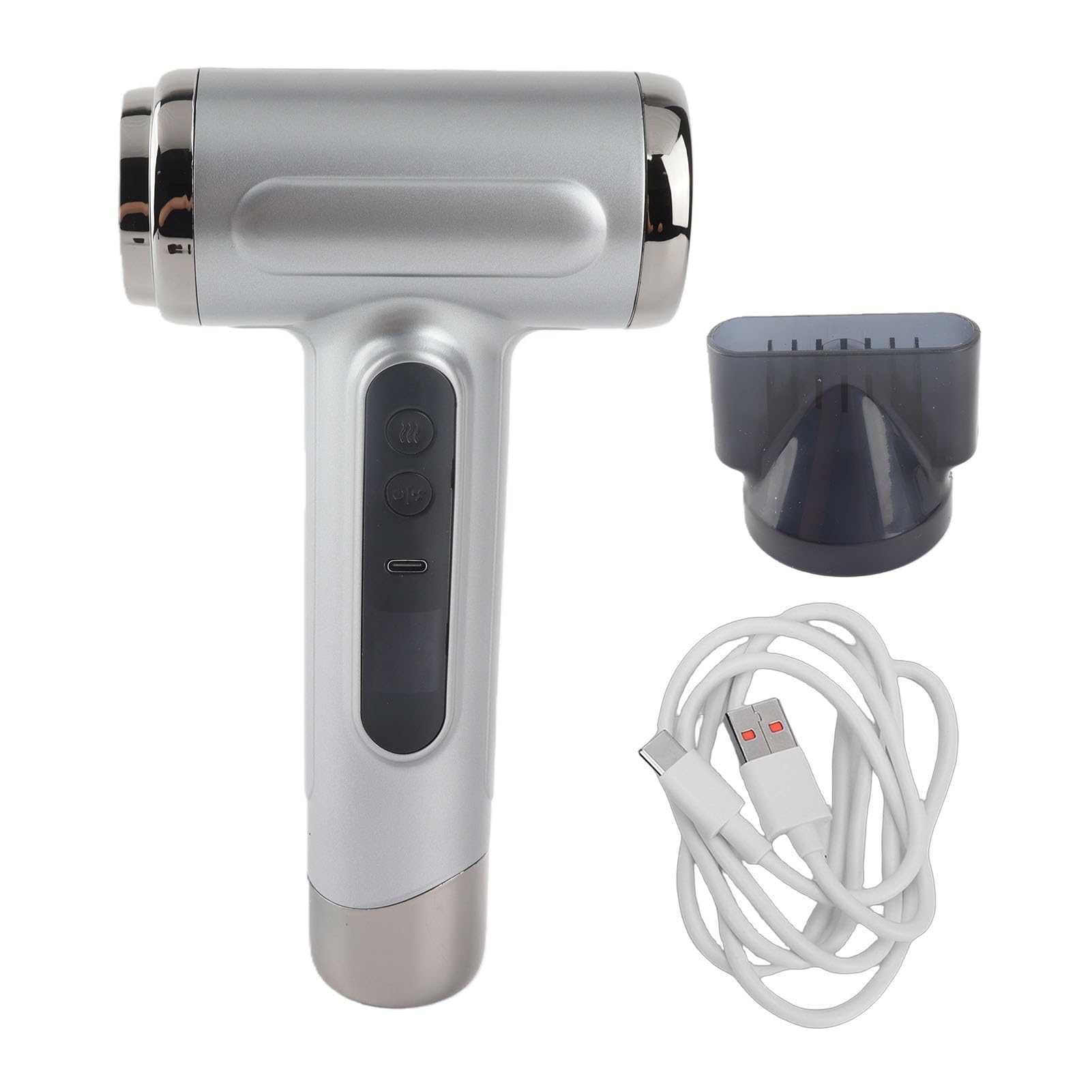 Jiawu Secador de Pelo Inalámbrico, 200 W, 15600 MAh, Secador de Pelo de Viaje con Viento Frío y Caliente, de Portátil con Boquilla de Cable de Carga USB para Viajes, Camping, Dormitorio
