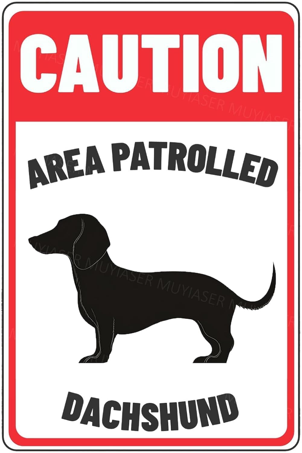 (2-Pack) Metal Tin Sign Caution Sign Area Patrolled Dachshund Beware Of Dog Sign Signs Door Sign Warning Sign For Fence Gate Yard Home Wall Decor 8x12 Inch