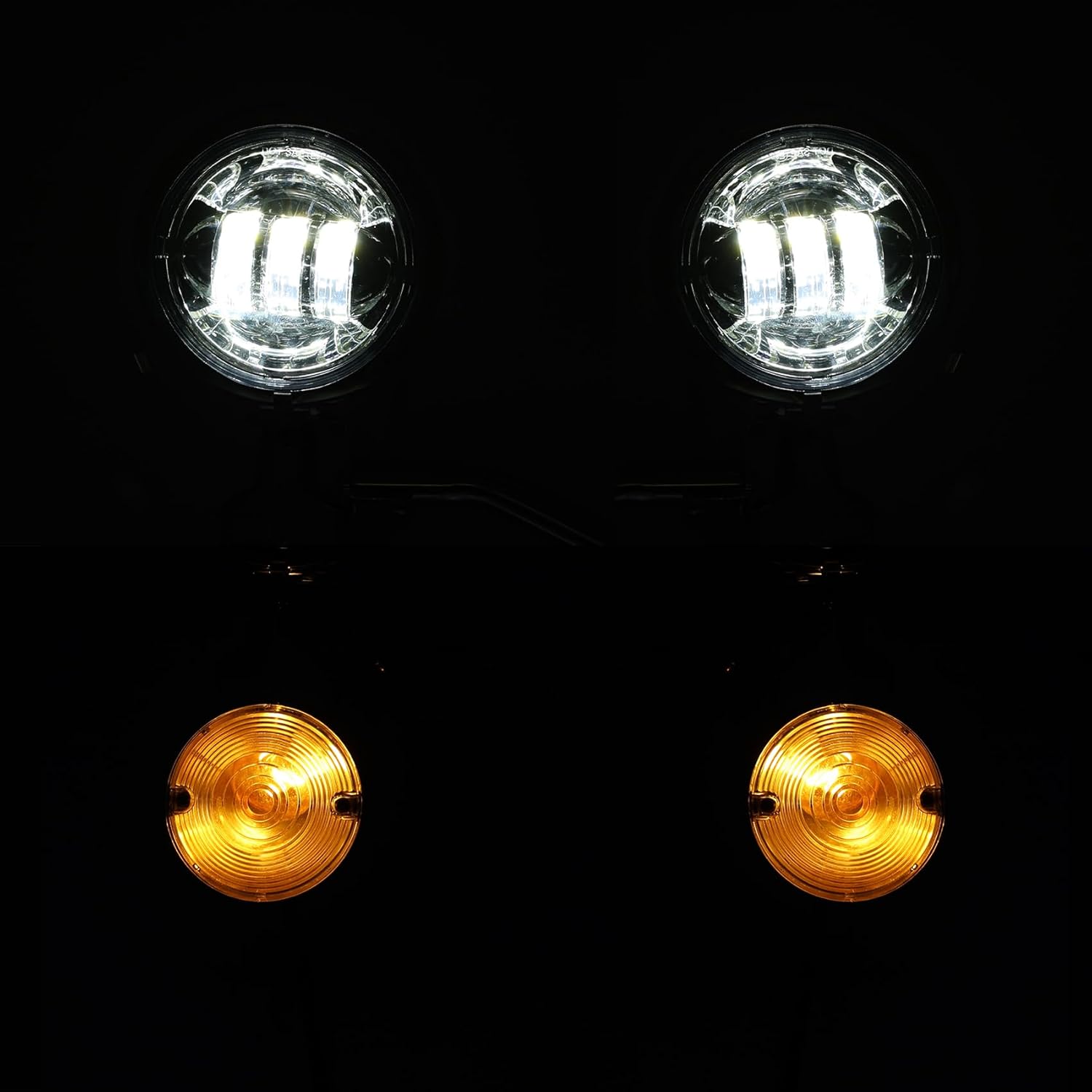 Green-L Passing Driving Spot Fog Light Lamp Turn Signals Fit for Harley Touring Road King Electra Glide 1994-2013 (w/Chrome Bar)