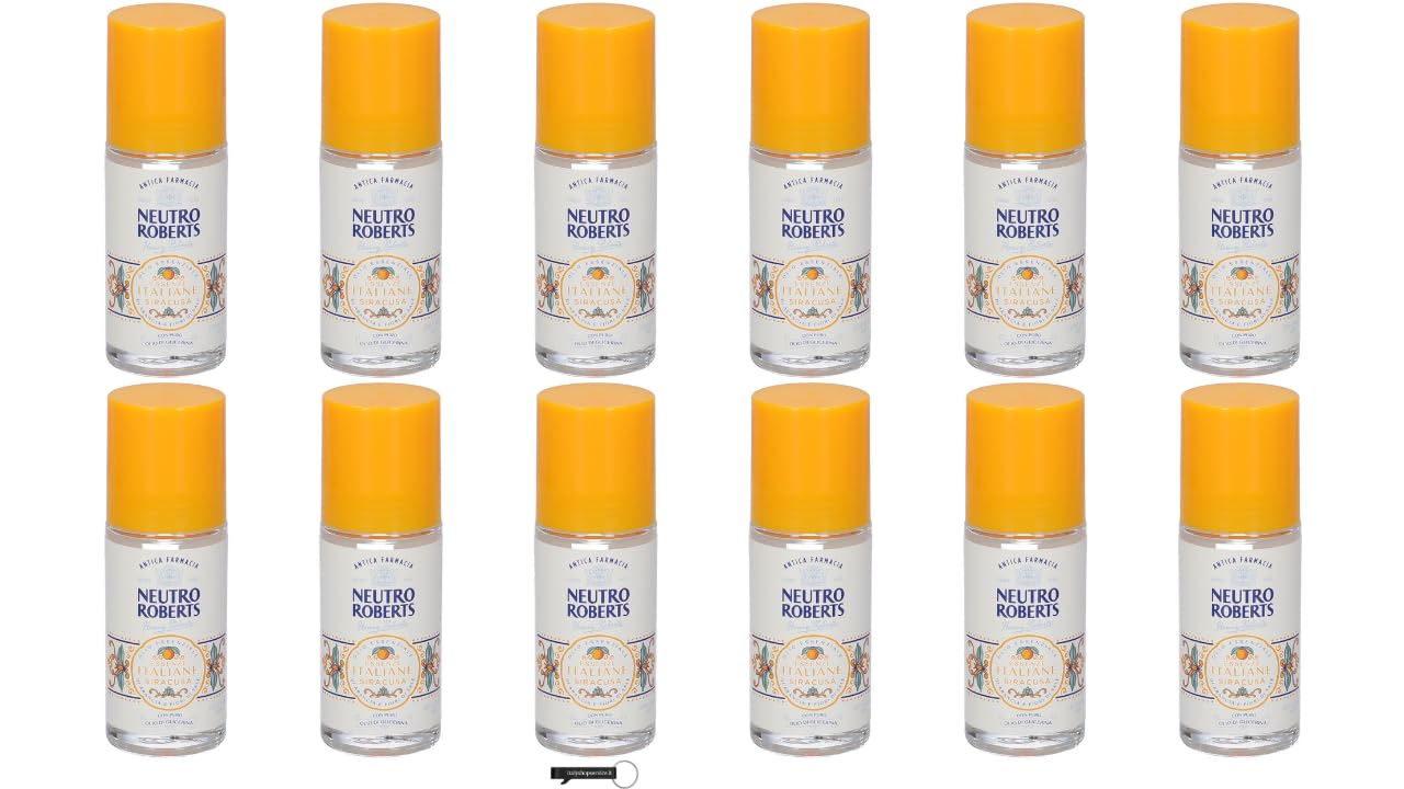 12x Neutro Roberts Deodorant Roll-on Siracusa, 50 ml, ohne Aluminiumsalze, mit ätherischem Orangenöl, 48h Schutz,+ Italy Shop Service Kostenloser Schlüsselanhänger