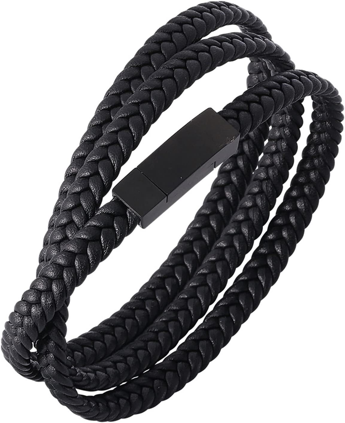 Men's Bracelets, PU Leather Bracelets, Multi-Layer Men's Bracelet, Vintage Stainless Steel Wrist Chain with Magnetic Clasp, BFF Gifts, PU leather, Without zirconia