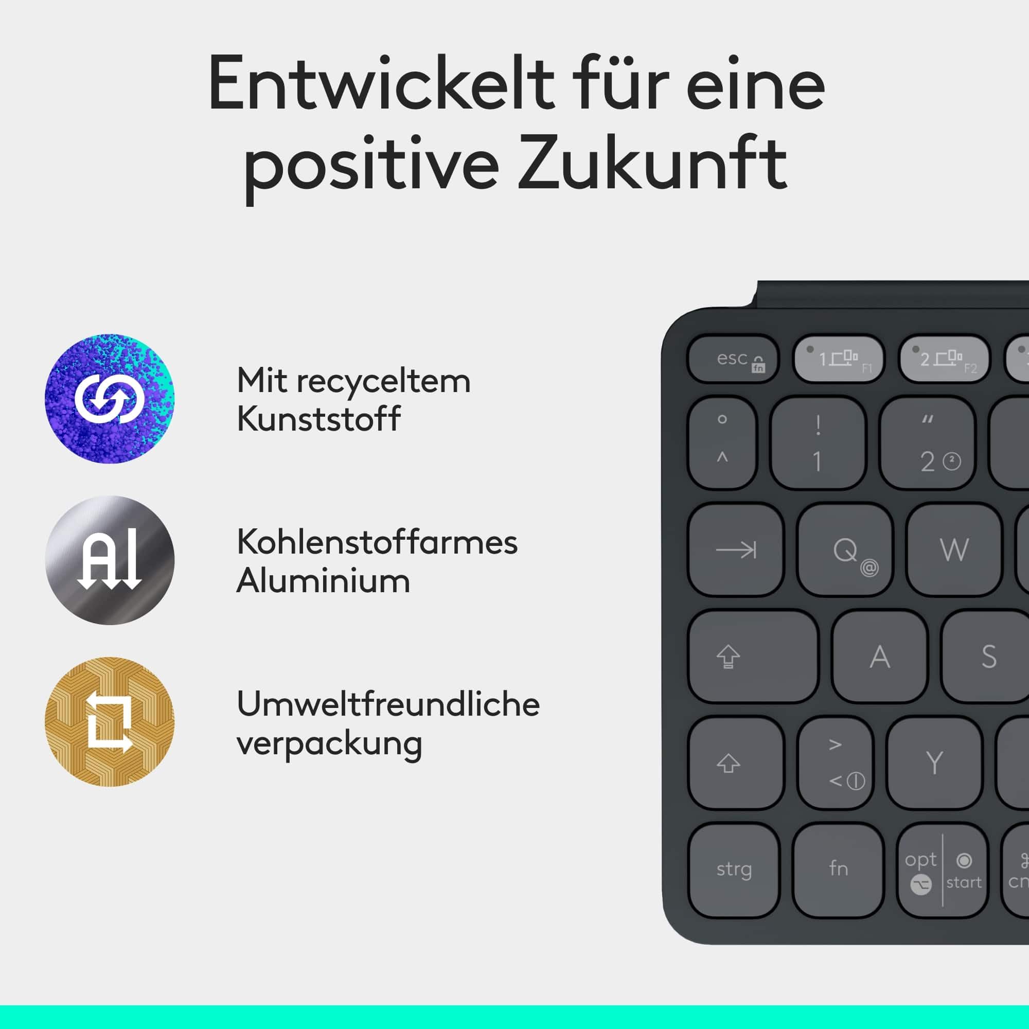 Logitech Keys-to-Go 2, Mobile Bluetooth-Tastatur für Tablets mit integriertem Schutzcover, schlanke, kabellose Tastatur für Windows, Android, Linux, iPad, iPhone, Mac, Apple TV, DEU QWERTZ - Grau