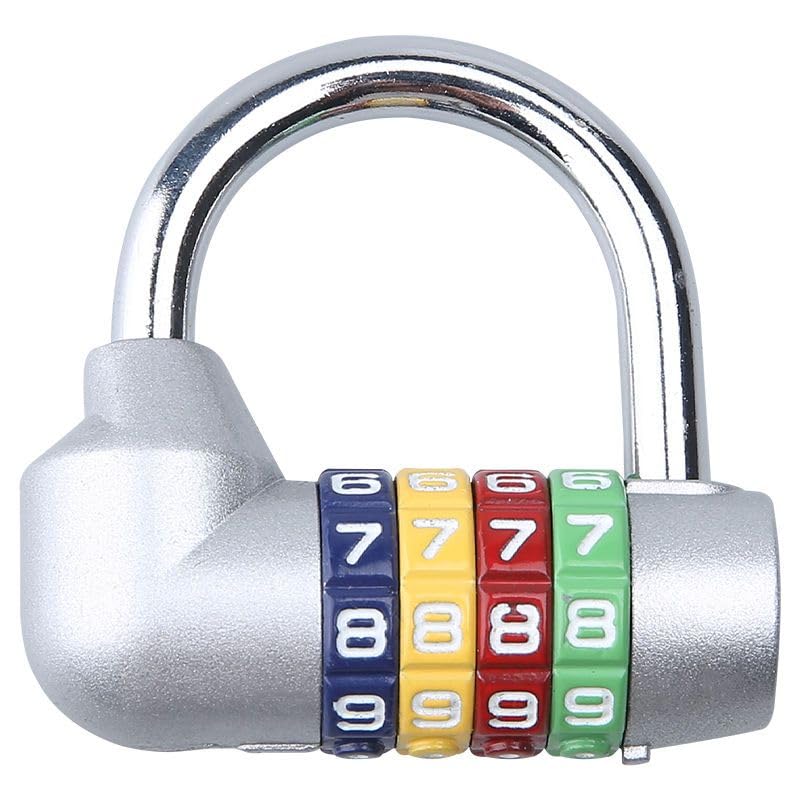 Rainbow Combination Lock for Locker 4 Digit,Waterproof Padlock for lockers, Bag, School, Toolbox, Gate, Case, Outdoor, Hasp Storage (Silver)
